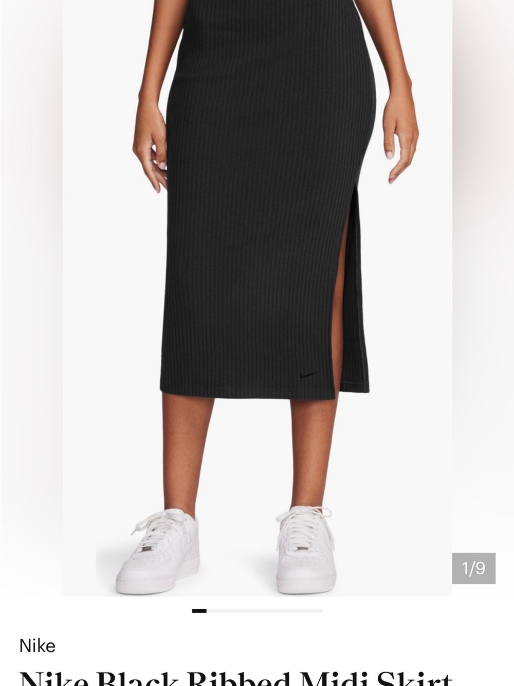 Nike Kelly Green Ribbed Midi Skirt with White Swoosh - Picture 8 of 8